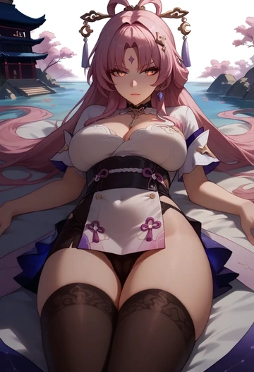 star rail,fu xuan,nurse pantyhose,mini skirt, sexy  - AI generated anime art